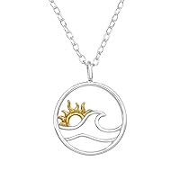 Bungsa© Women's Necklace with Crescent Moon Pendant with Genuine European Crystal 925 Sterling Silver, Silver, Crystal