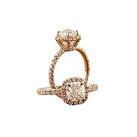 14k Rose Gold Plated 1 1/2ct Cushion-Cut Halo Simulated Diamond Engagement Ring