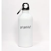 got gastritis? - White Water Bottle with Carabiner 20oz