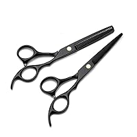 Hair Cutting Scissors Set Hairdressing Scissors Kit Cutting Scissor Thinning Shear Stainless Steel 6.0 Inch for Barber Salon Men Women Black
