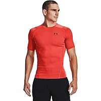 Men's Armour HeatGear Compression Short-Sleeve T-Shirt , Dark Orange (860)/Black, Small Tall