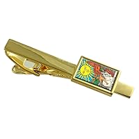 Tarot Sun Card Gold-Tone Tie Clip Engraved Message Box