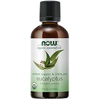 NOW Essential Oils, Organic Eucalyptus Globulus Oil, Clarifying Aromatherapy Scent, Steam Distilled, 100% Pure, Vegan, Child Resistant Cap, 4-Ounce