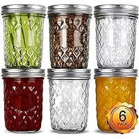 VERONES Wide Mouth Mason Jars 16oz, 6 Pack 16 oz Wide Mouth Mason Jars with Lids and Bands, Ideal for Jam, Honey, Wedding Favors, Shower Favors