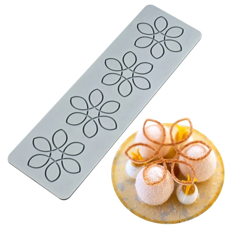 Silicone Lace Mold Hollow 3D Flower Fondant Molds Sugar Edible Cake Mat, Fondant Impression Lace Mats, Flower Pattern Lace Mat for Cake Decorating (Flower A_10x3x0.12 inch)