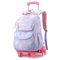 Girls Rolling Backpack with Wheels Kids Wheeled Backpack Trolley School Bag