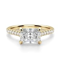 3 CT Radiant Cut Solitaire Moissanite Engagement Ring VVS1 4 Prong Silver Wedding Rings Woman Gift Promise