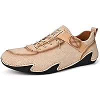 Lightweight Breathable Leather Sneakers with Rubber Sole, Handmade