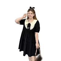 Dress French Contrast Baby Neck Bow Bubble Sleeve Little Black Dress Large