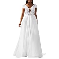 Organza Beach Wedding Dresses for Bride Long Ball Gowns Off Shoulder Bridal Gowns for Women