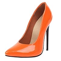 LUXMAX Women Patent Leather Pointed Toe Pumps Stiletto High Heel Court Shoes
