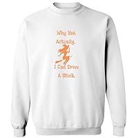 Halloween Witch Flying On A Broomstick Adult Sweatshirt - Funny Halloween Shirt for Women (as1, alpha, s, xx_l, regular, regular, White, X-Large)