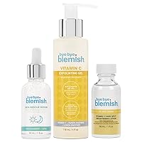Bye Bye Blemish Vitamin C Brightening Starter Set For Uneven Skin Tone and Blemishes, Soothes, Clears, Reduces Dark Spots, Hydrates Skin, Value Pack of 3