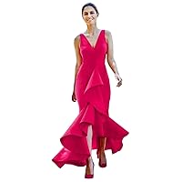 Women's High Low Mermaid Prom Dresses Slit Front Ruffles Trumpet Formal Evening Gowns