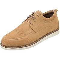 Sand Brown Genuine Suede Big Size Handmade Oxford Lace up Shoes Mens Brogue Casual Shoes
