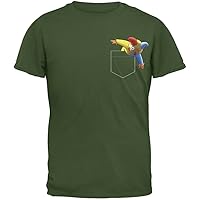 Faux Pocket Halloween Horror Jack-in-The-Box Military Green Adult T-Shirt - 2X-Large