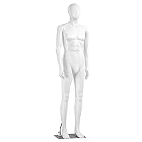 SereneLife Adjustable Male Mannequin Full Body Body-73 Detachable Dress Form Poseable Life Size Torso-for Retail Clothing Shops SLMAQML, White
