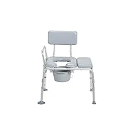 12005KDC-1 Transfer Bench Commode Chair for Toilet with Padded Seat, Gray