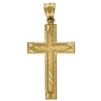 10k Gold Dc Mens Cross Height 44.7mm X Width 22.2mm Religious Charm Pendant Necklace Jewelry for Men