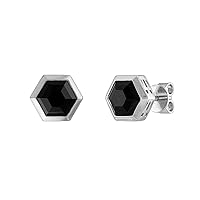 Bulova Jewelry Men's Icon Rohdium Plated Sterliing Silver Black Spinel Hexagon Earrings Style:BVE1000-WSBSP