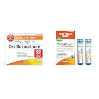 Boiron Oscillococcinum Flu Relief 60 Count (2 Packs of 30) and ThroatCalm On The Go Sore Throat Relief 2 Count (160 Pellets)