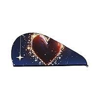 Splendid Star Print Dry Hair Cap for Women Coral Velvet Hair Towel Wrap Absorbent Hair Drying Towel with Button Quick Dry Hair Turban for Travel Shower Gym Salons