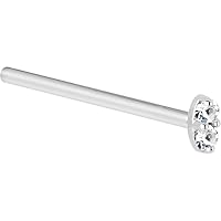 Body Candy Solid 14k White Gold 1.5mm Genuine Diamond Marquise Straight Fishtail Nose Stud Ring 18 Gauge 17mm