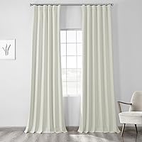 HPD Half Price Drapes Vintage Blackout Curtains for Bedroom - 84 Inches Long Thermal Cross Linen Weave Full Light Blocking 1 Panel Blackout Curtain, (50W x 84L), Starlight Off White
