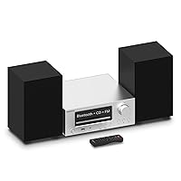 Bluetooth Stereo Shelf System and CD Player, 100W Home Stereo System with FM Radio, Backlit LCD Display, USB and AUX | Oakcastle HiFi300 Stereo System for Home, Bookshelf Stereo System with Remote