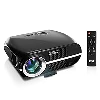 Updated Pyle Video Projector 5.8” LCD Panel LED Lamp Cinema Home Theater w/ Built-in Stereo Speakers 2 HDMI Ports and Keystone Adjustable Picture Projection for TV PC Computer and Laptop PRJLE67