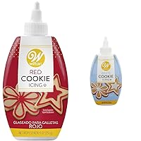 Wilton Red and White Cookie Icing, 9 Oz. Bottles for Cakes, Cookies, and Gingerbread Decorations