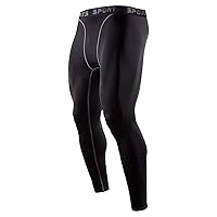 Sillictor Men's Sports Compression Tights, Power Stretch, Long Undergarment, UV Protection, Sweat Absorbent, Quick-Drying