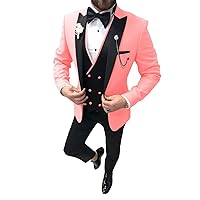 Men 3 Piece Suit Slim Fit Wedding Tuxedo for Men One Button Dinner Blazer Vest Pants Suits Prom Suits with Tie