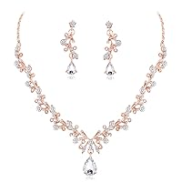 Loutade Jewellery Sets for Women, Crystal Necklace & Drop Earring Sets, Bridal Jewellery Set with Crystal, Wedding Jewellery Set for Bride Bridesmaid, Women's Jewellery Set for Party Wedding Festival