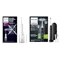 Philips Sonicare Cordless Power Flosser 3000 & ProtectiveClean 5300 Rechargeable Electric Power Toothbrush, Black, HX6423/34