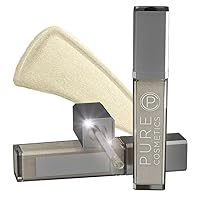 Pure Illumination Lip Gloss with Light and Mirror - Hydrating, Non-Sticky Lanolin Lip Glosses in Push Button LED-Lit Lip Gloss Tube for Easy On-The-Go Application, Clear