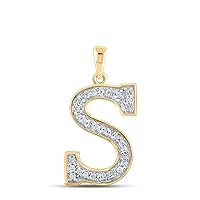 The Diamond Deal 10kt Yellow Gold Womens Round Diamond Initial S Letter Pendant 1/10 Cttw