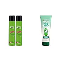 Garnier Fructis Style Volume Anti-Humidity Hairspray, 8.25 Oz, 2 Count, (Packaging May Vary) & Fructis Style Pure Clean Styling Gel 6.8 Fl Oz, 1 Count, (Packaging May Vary)