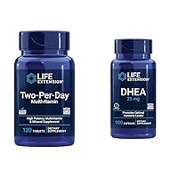 Life Extension Two-Per-Day Multi-Vitamin & Mineral 120 Tablets and DHEA 25mg 100 Capsules Bundle