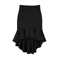 Women's Irregular Hem Fishtail Pencil Slim Pleated Skirt