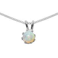 Solid 925 Sterling Silver Natural Opal Womens Pendant & Chain Necklace - Choice of Chain lengths