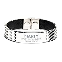 Gifts For Marty Name, Stainless Steel Bracelet Gifts For Marty, Custom Name Stainless Steel Bracelet For Marty, Funny Gifts For Marty Is Fucking Awesome, Valentines Birthday Gifts for Marty, Moth