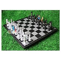 Chess Set Cartoon Character Magnets Full Set International Chess Pieces Portable Chess Board Training Children Teenager Chess Game Board Set (Color : Black)