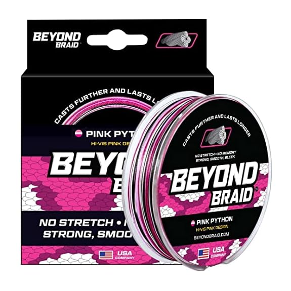 Beyond Braid Braided Fishing Line - Abrasion Resistant - No Stretch - Super  Strong -Blue Camo, Moss Camo, White, Green, Pink, Blue, 4 Strand 8 Strand