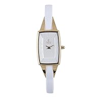 Obaku Women's V120LGIRW Gold Titanium Coated Slim White Leather Watch