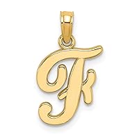 14k Gold F Script Letter Name Personalized Monogram Initial High Polish Charm Pendant Necklace Measures 16.5x10.25mm Wide 1mm Thick Jewelry for Women