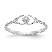 1 To 3mm 10k White Gold Diamond Love Heart Ring Size 6.00 Jewelry for Women