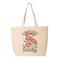 I Can Buy Myself Flowers Print Zippered Tote Bag - Flower Lover Presents - Best Tote Bags