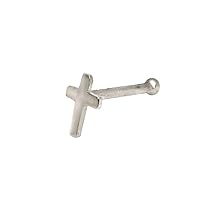 JewelryWeb Solid 14K Yellow or White Gold 2-mm 20 Gauge Polished Cross Nose Stud