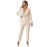 Women's Suit 2-Piece Double Breasted Buttons Tuxedos for Formal Prom Jacket Pants